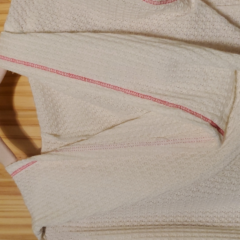 Girls WhiteWaffle Knit White Hooded Thermal Top - Picture 4 of 4